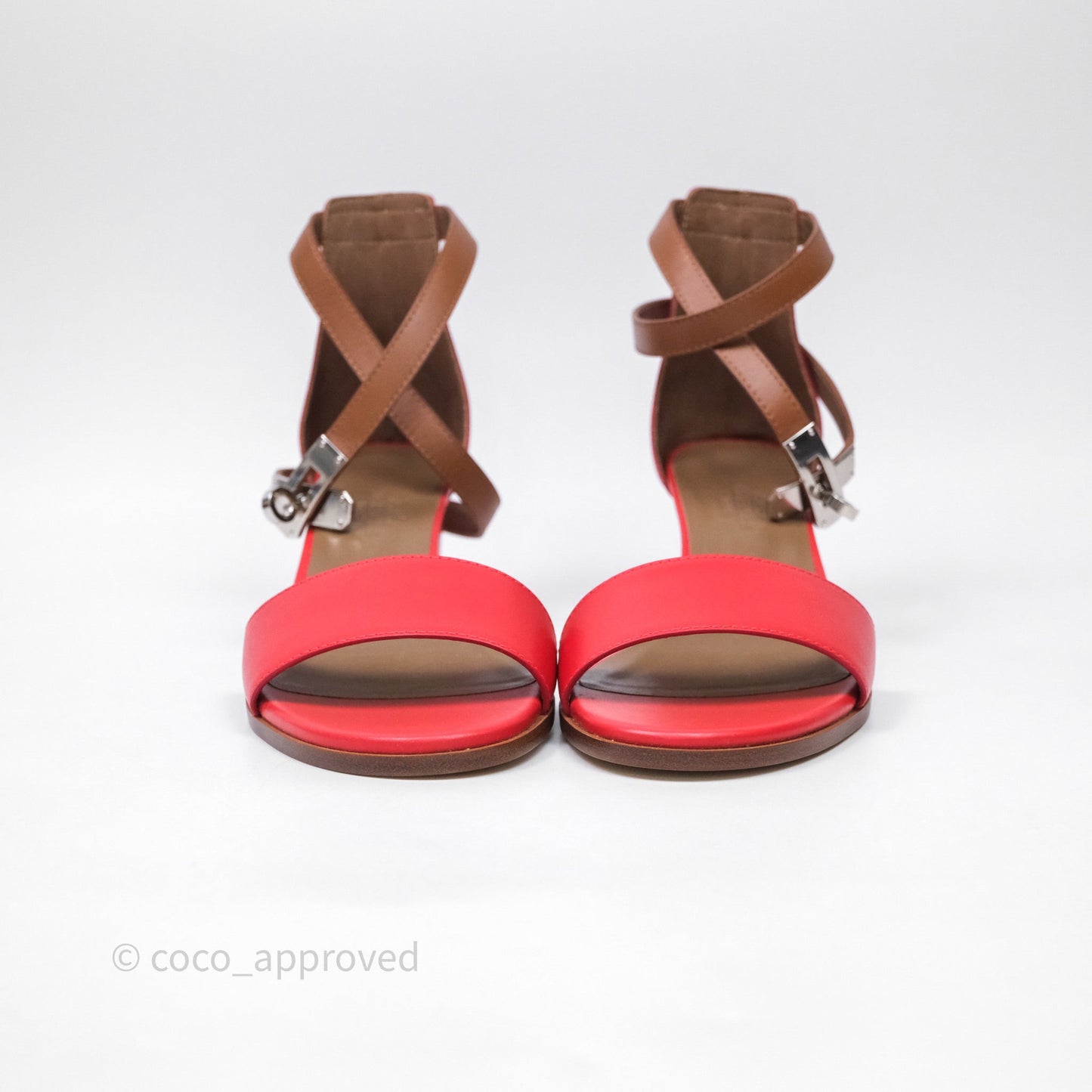 Hermes Manege Ankle Wrap Sandals Red Size 36
