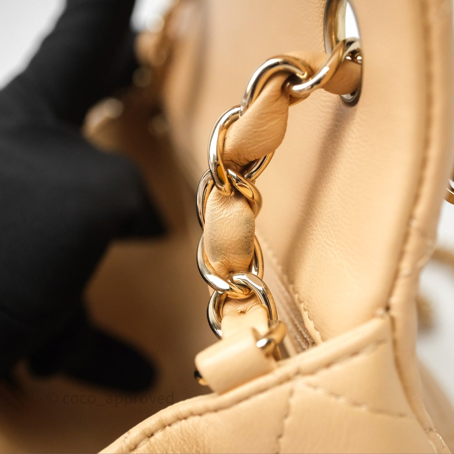 Chanel Mini Rectangular Quilted Beige Lambskin Gold Hardware