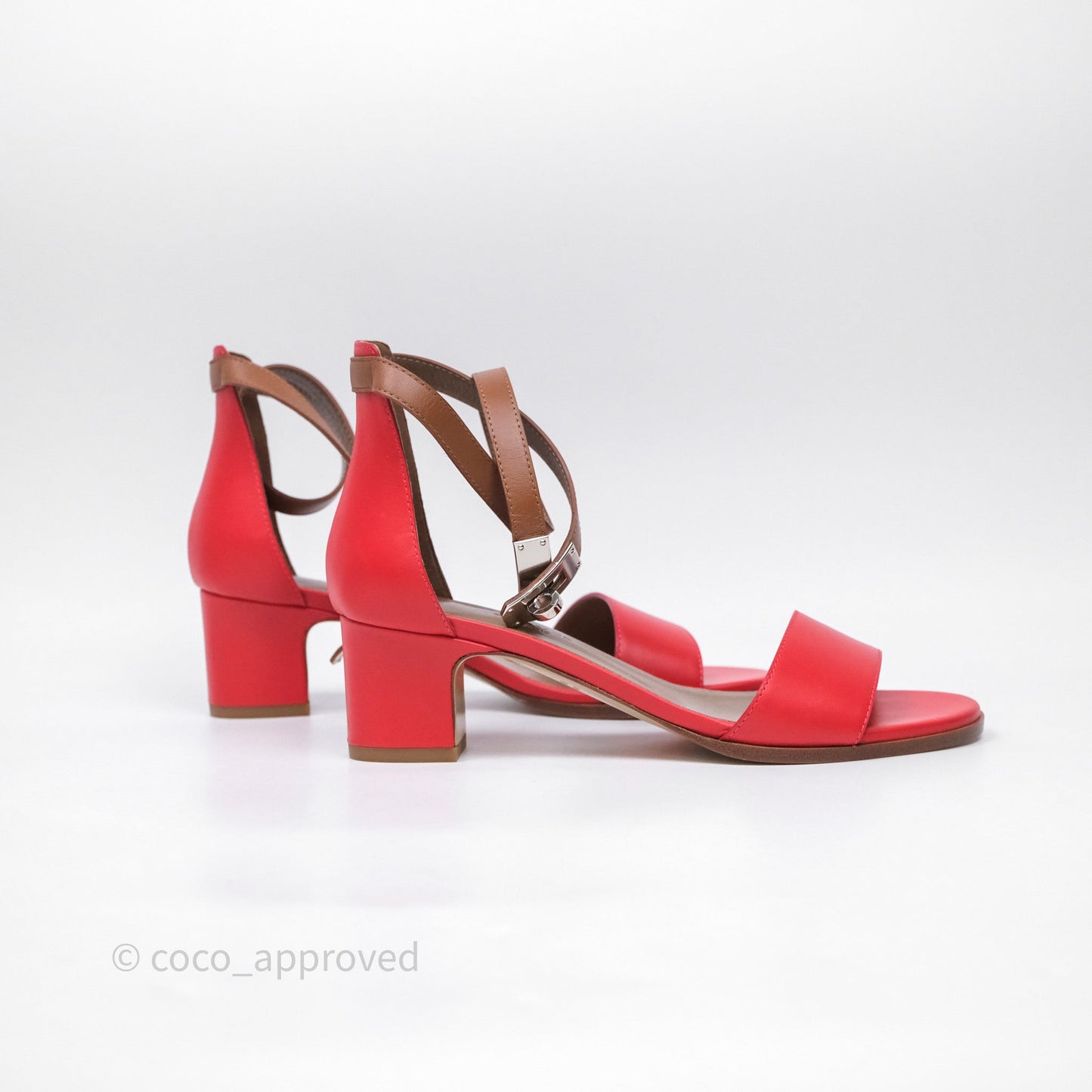 Hermes Manege Ankle Wrap Sandals Red Size 36