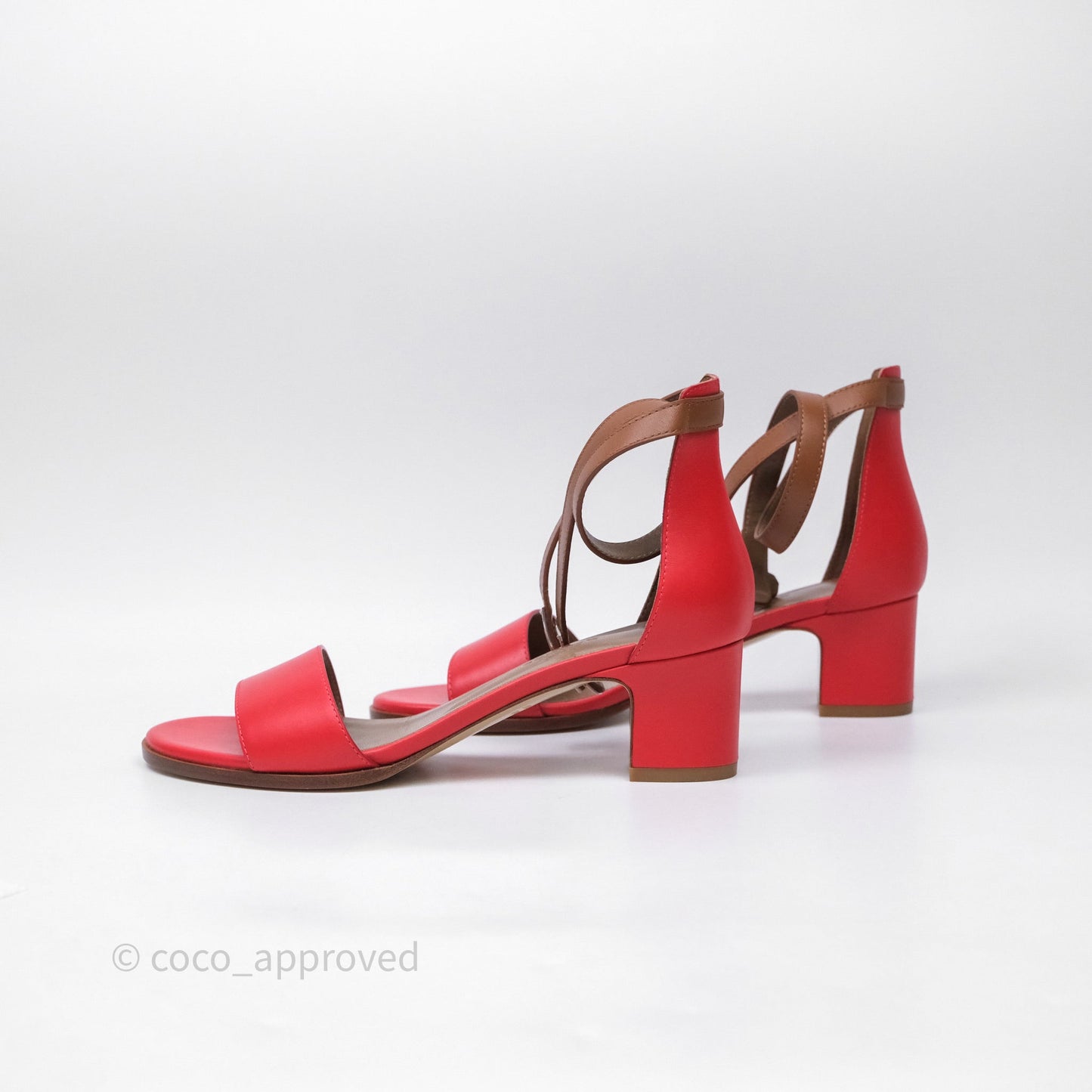 Hermes Manege Ankle Wrap Sandals Red Size 36