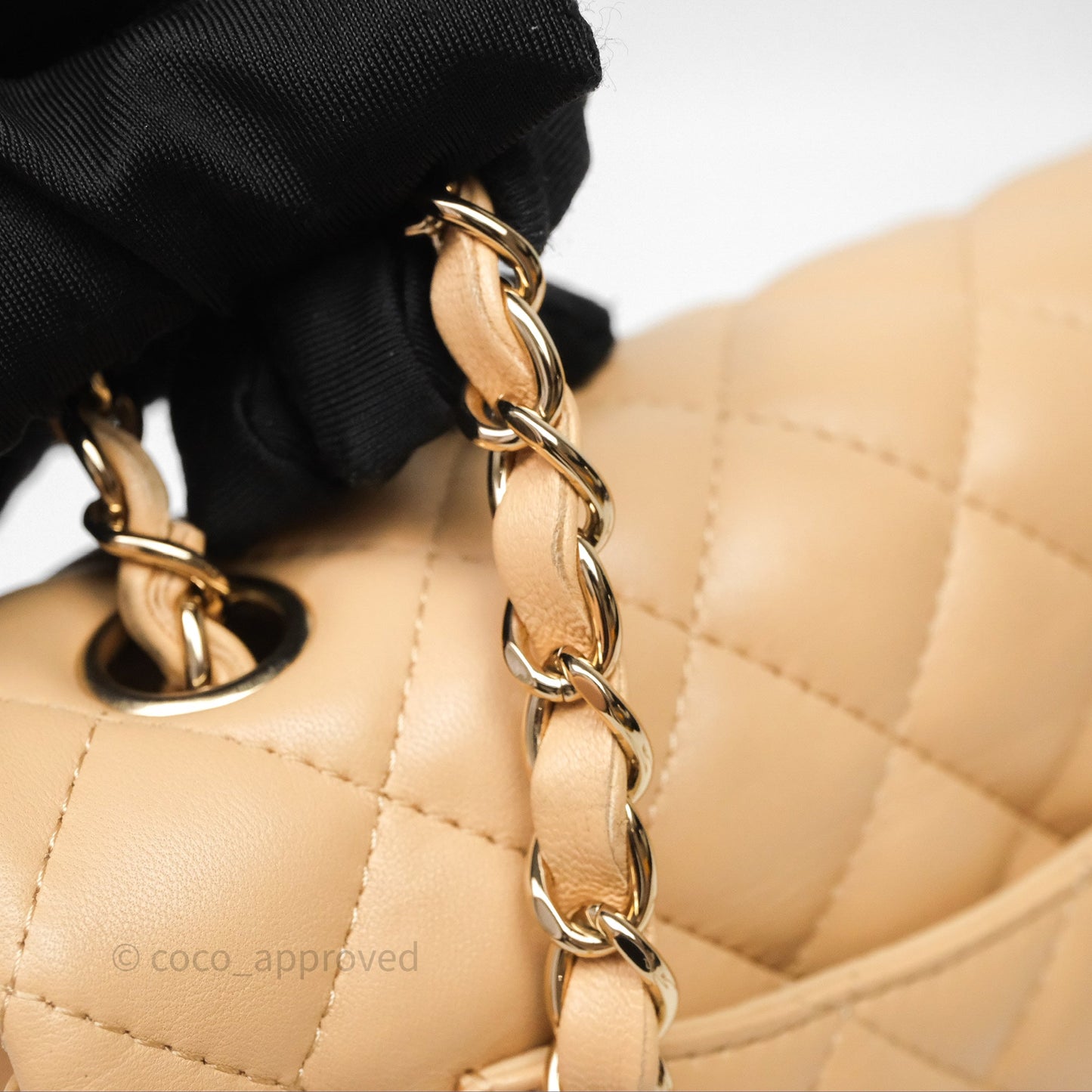 Chanel Mini Rectangular Quilted Beige Lambskin Gold Hardware