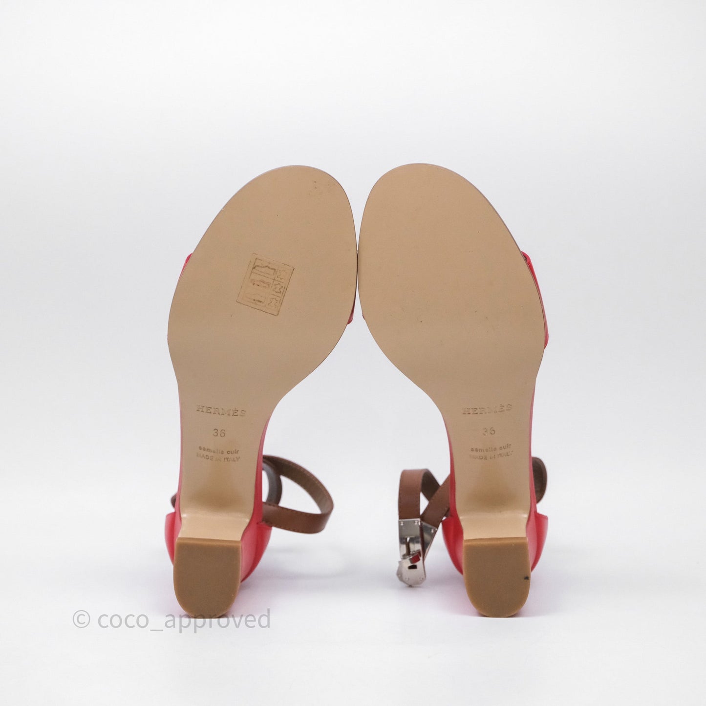 Hermes Manege Ankle Wrap Sandals Red Size 36