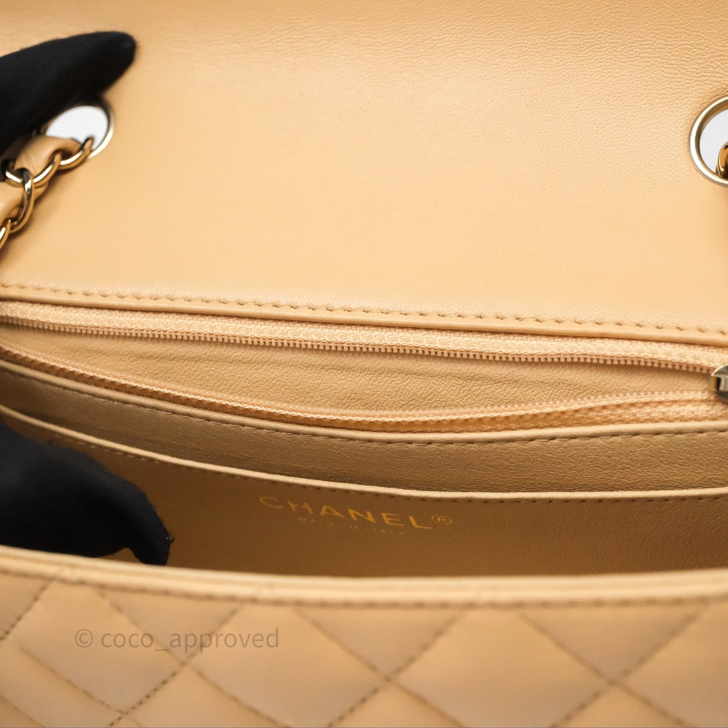 Chanel Mini Rectangular Quilted Beige Lambskin Gold Hardware