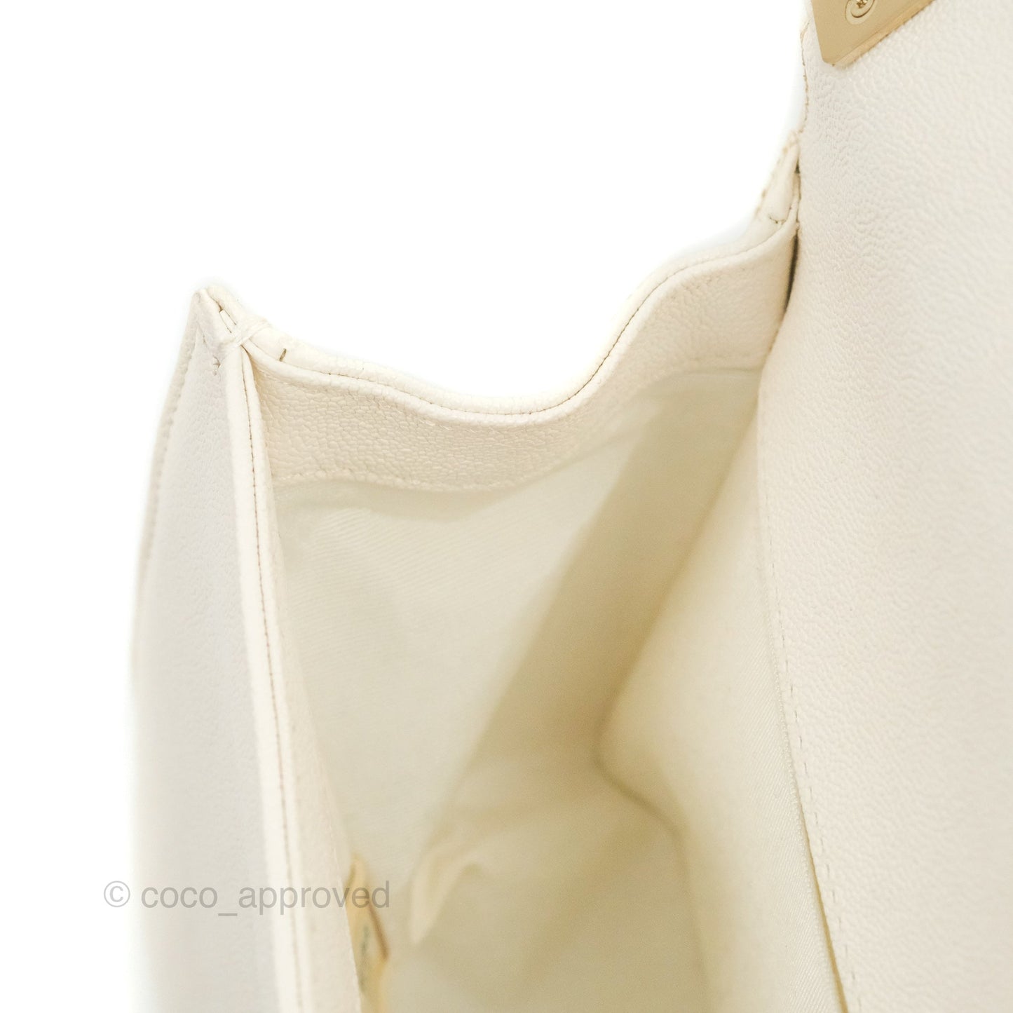 Chanel Quilted Medium Boy Ivory Caviar Gold Hardware