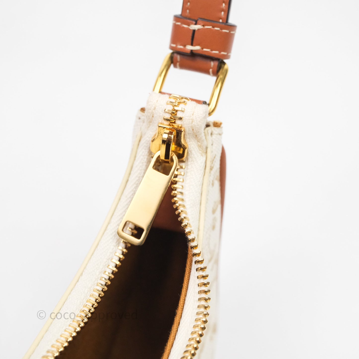 Celine Mini Ava Bag In Triomphe Canvas Calfskin White