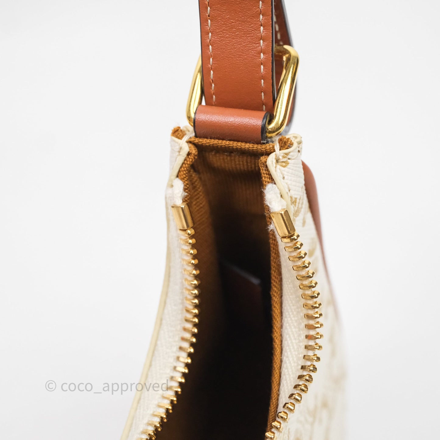 Celine Mini Ava Bag In Triomphe Canvas Calfskin White