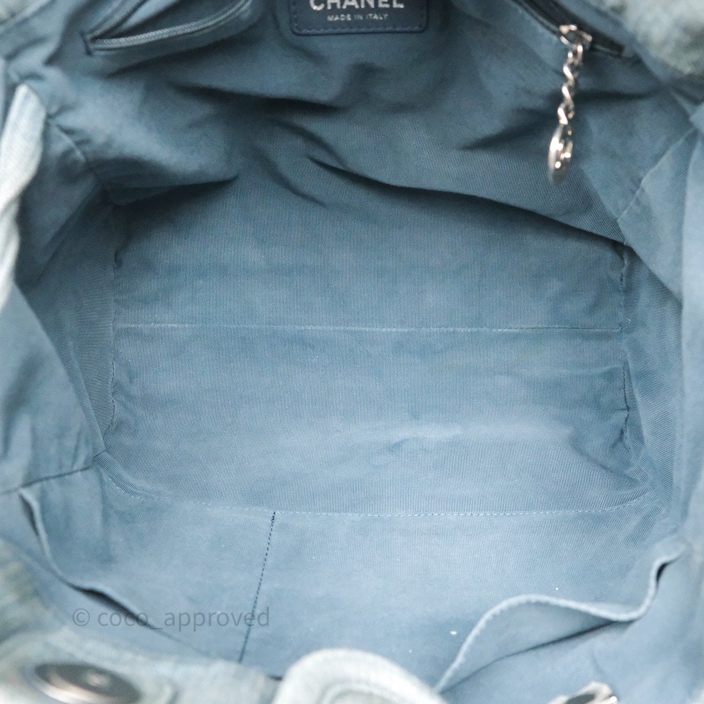 Chanel New Small Deauville Tote Denim Light Blue Aged Silver Hardware