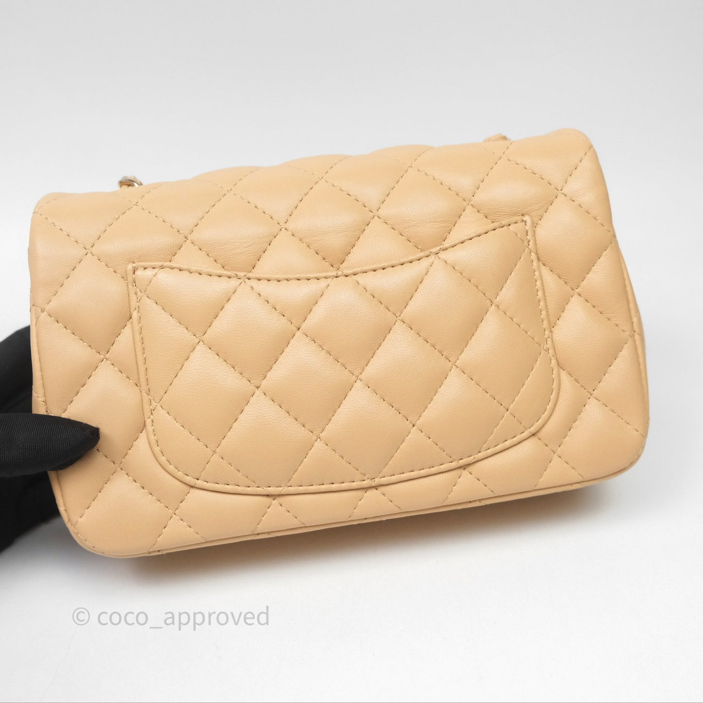 Chanel Mini Rectangular Quilted Beige Lambskin Gold Hardware
