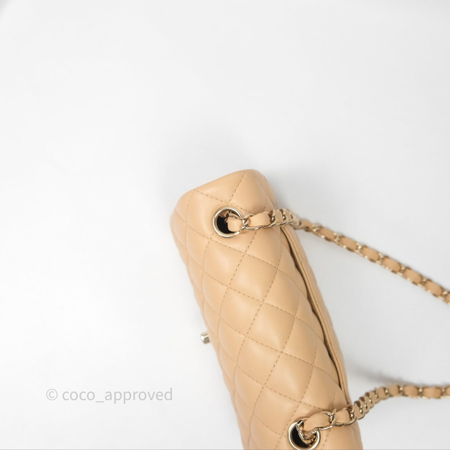 Chanel Mini Rectangular Quilted Beige Lambskin Gold Hardware
