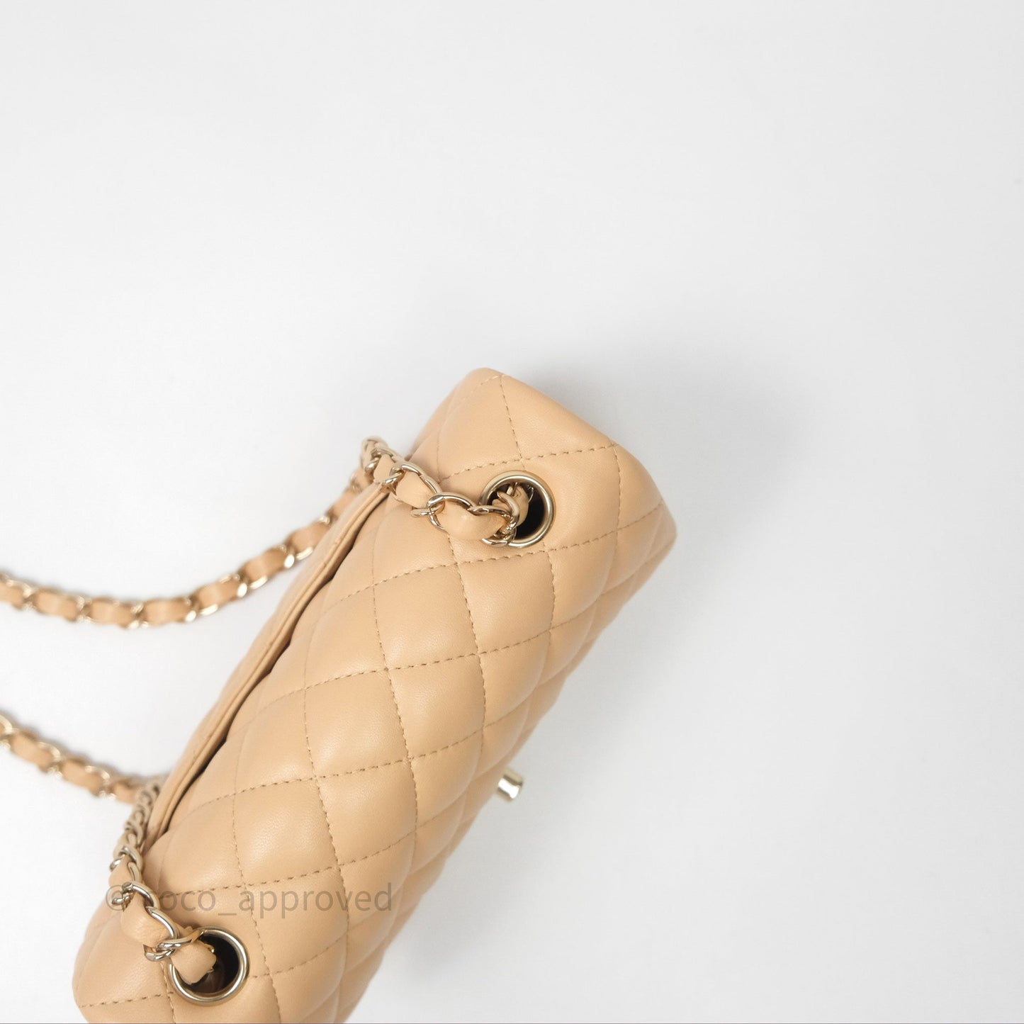 Chanel Mini Rectangular Quilted Beige Lambskin Gold Hardware