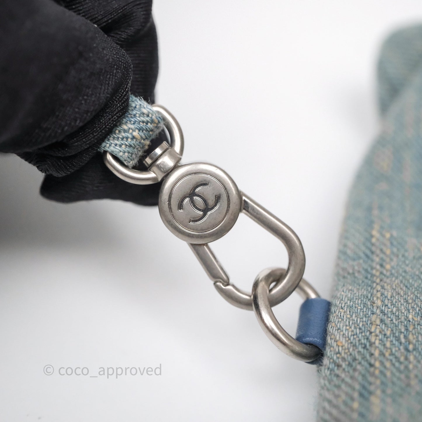 Chanel New Small Deauville Tote Denim Light Blue Aged Silver Hardware