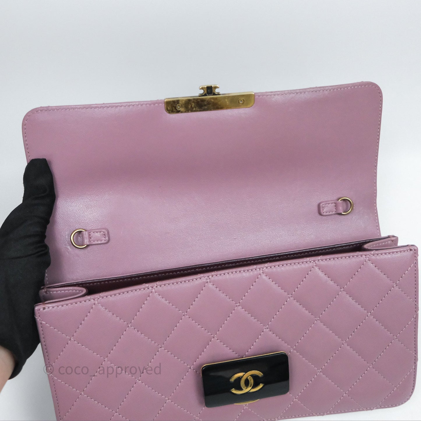 Chanel Beauty Lock Flap Bag Purple Aged Gold Hardware