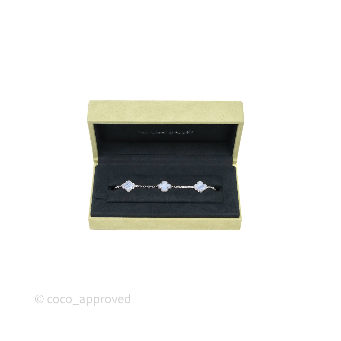 Van Cleef & Arpels Vintage Alhambra 5 Motifs Bracelet Chalcedony White Gold