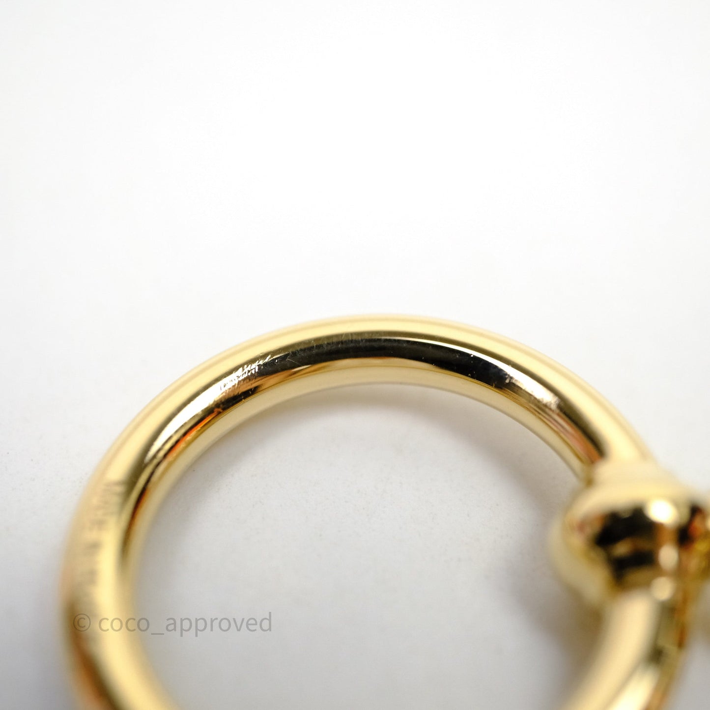 Hermes Loop Charms Cadenas Scarf Ring Gold Tone