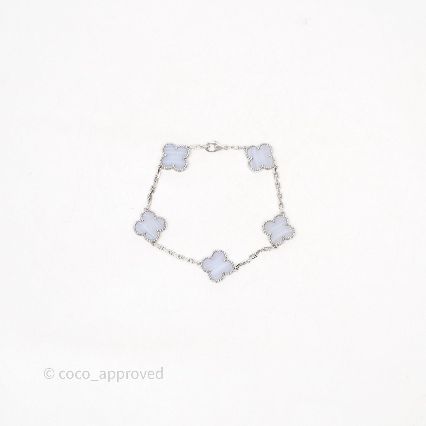 Van Cleef & Arpels Vintage Alhambra 5 Motifs Bracelet Chalcedony White Gold