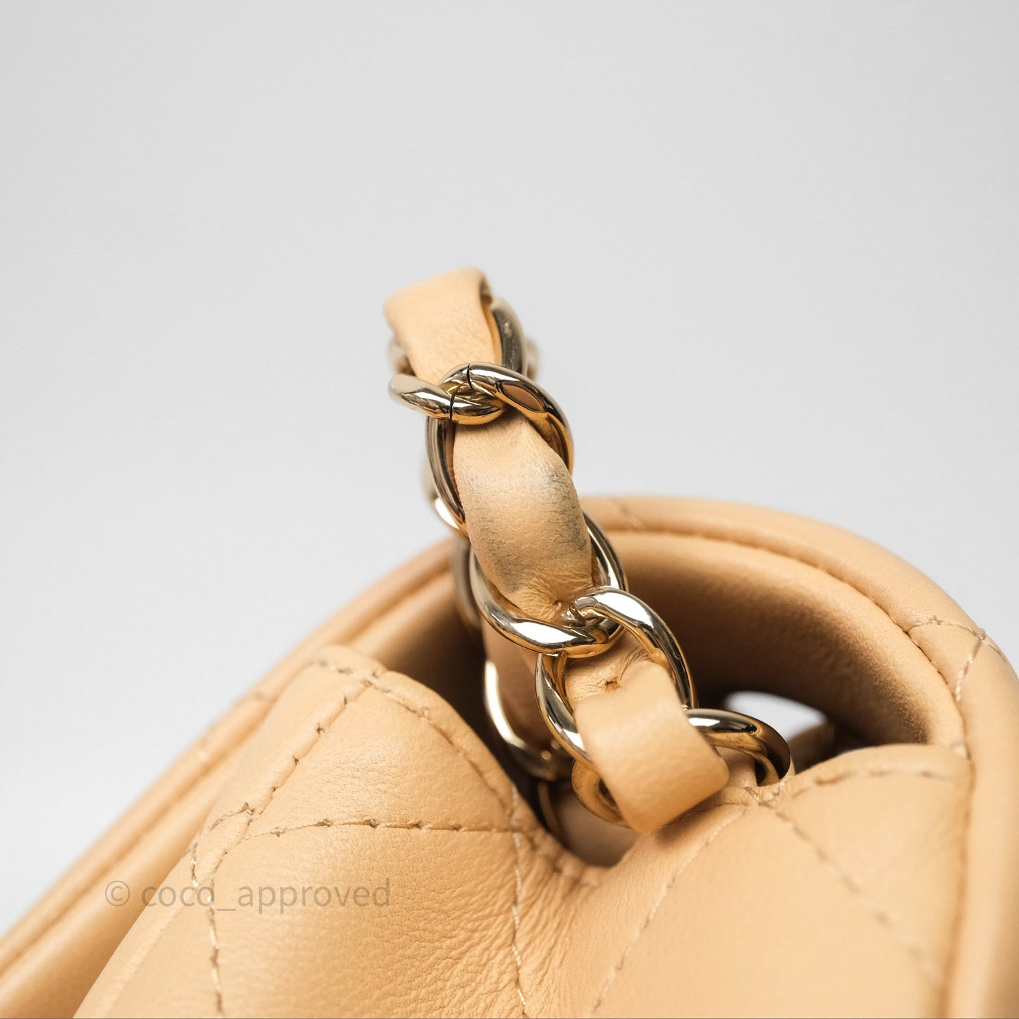 Chanel Mini Rectangular Quilted Beige Lambskin Gold Hardware