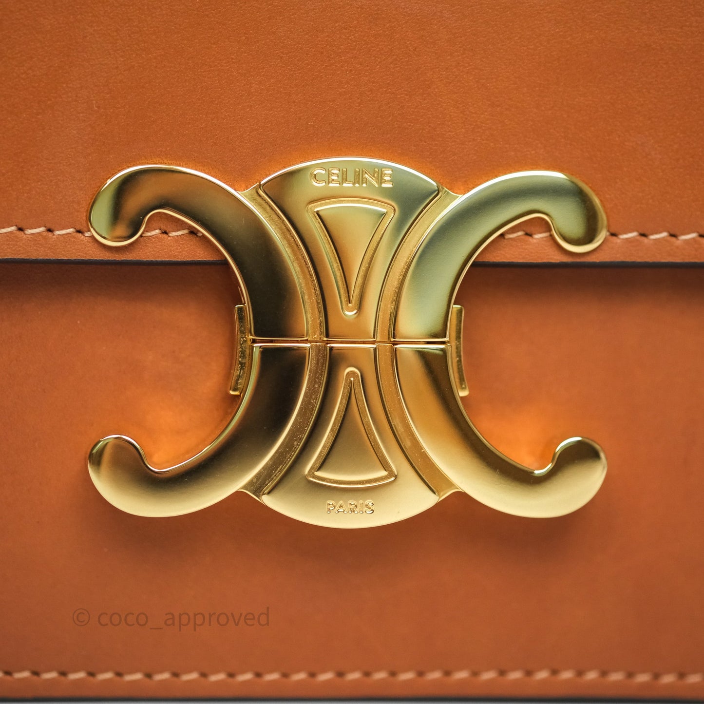 Celine Teen Triomphe Bag Tan Natural Calfskin Gold Hardware