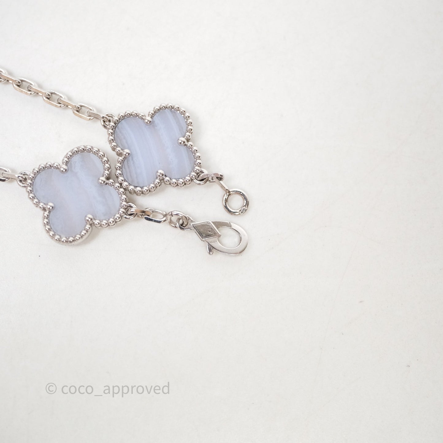 Van Cleef & Arpels Vintage Alhambra 5 Motifs Bracelet Chalcedony White Gold