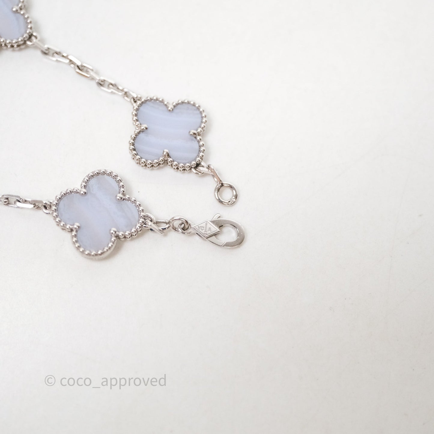 Van Cleef & Arpels Vintage Alhambra 5 Motifs Bracelet Chalcedony White Gold