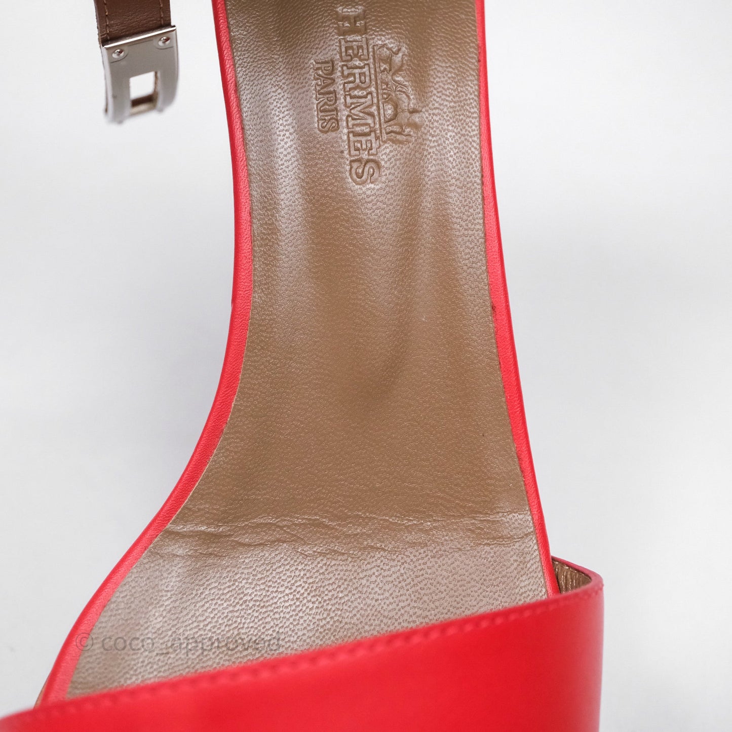 Hermes Manege Ankle Wrap Sandals Red Size 36