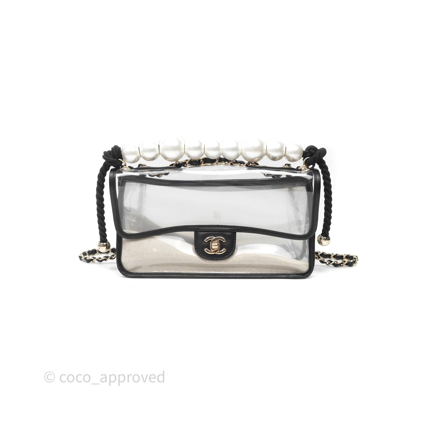 Chanel Medium Sand By The Sea PVC Flap Black Lambskin Gold Hardware
