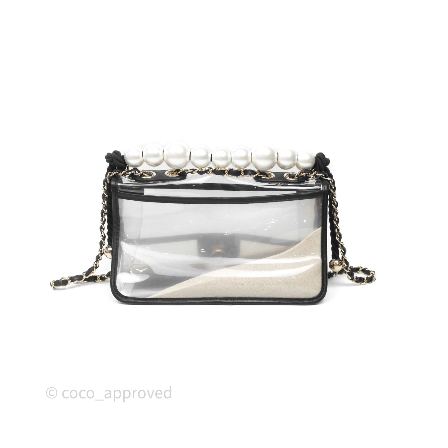 Chanel Medium Sand By The Sea PVC Flap Black Lambskin Gold Hardware