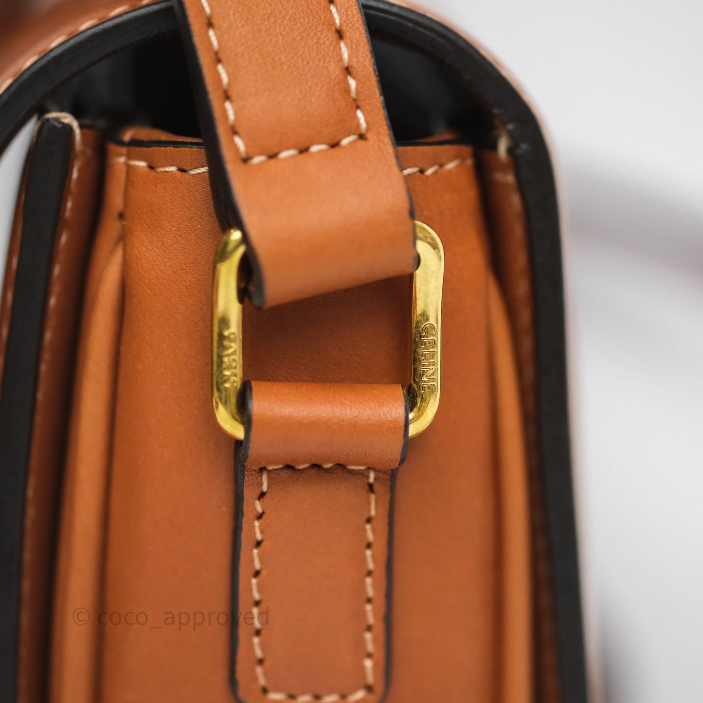 Celine Teen Triomphe Bag Tan Natural Calfskin Gold Hardware