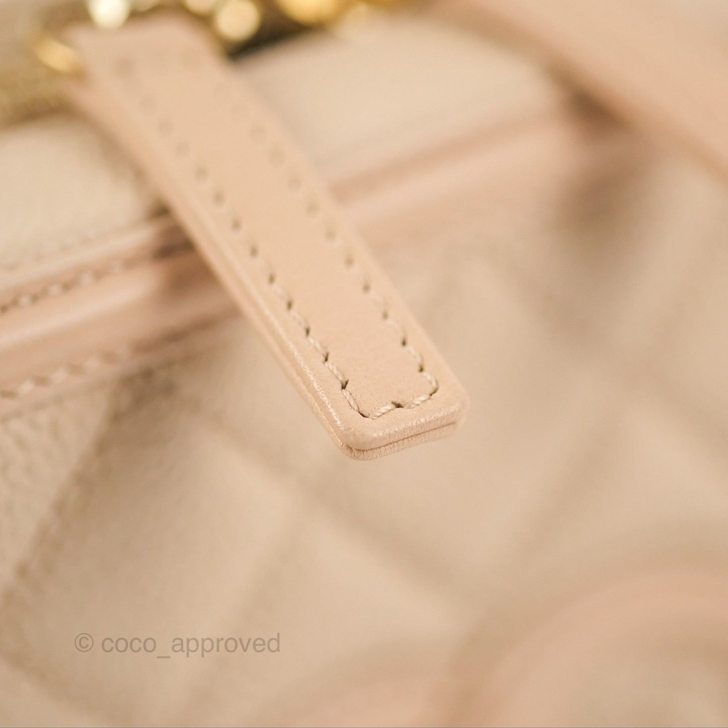 Chanel Quilted Medium CC Filigree Vanity Case Light Beige Caviar Gold Hardware