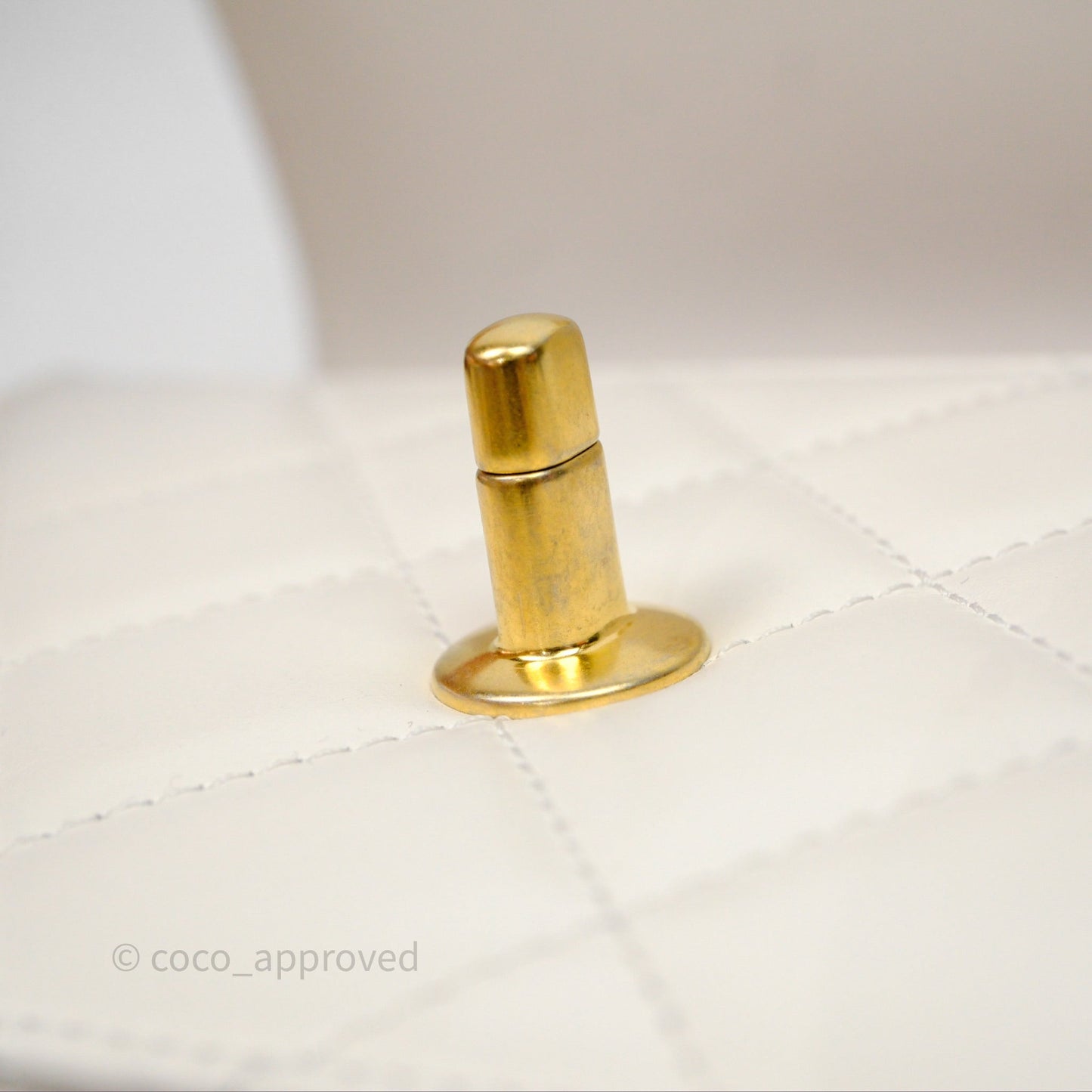 Chanel Quilted Perfect Fit Adjustable White Calfskin Aged Gold Hardware
