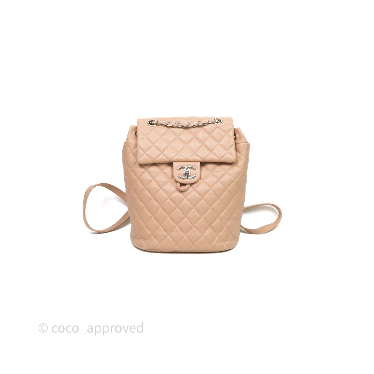 Chanel Quilted Small Urban Spirit Backpack Beige Lambskin Silver Hardware