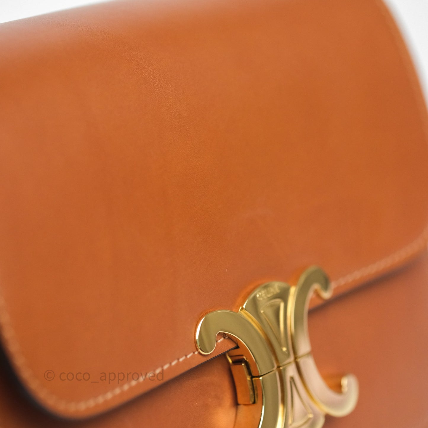 Celine Teen Triomphe Bag Tan Natural Calfskin Gold Hardware