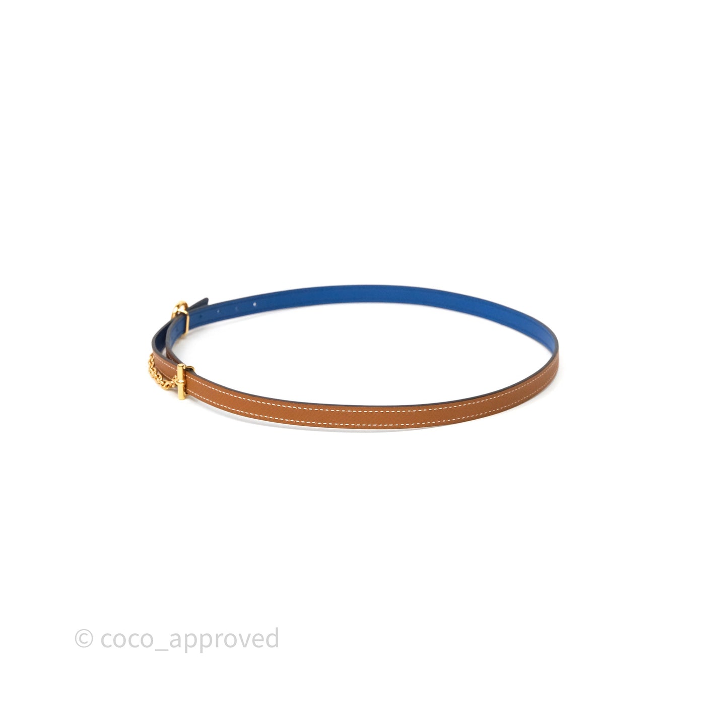 Hermès Carrousel Reversible Belt Buckle 13 mm Bleu France 71 Swift/ Gold 37 Epsom