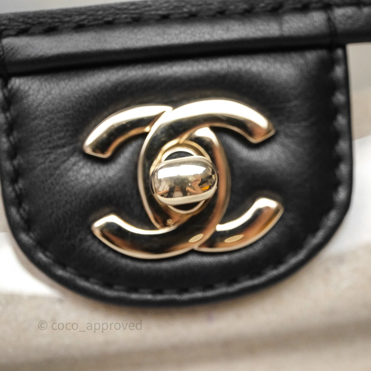 Chanel Medium Sand By The Sea PVC Flap Black Lambskin Gold Hardware