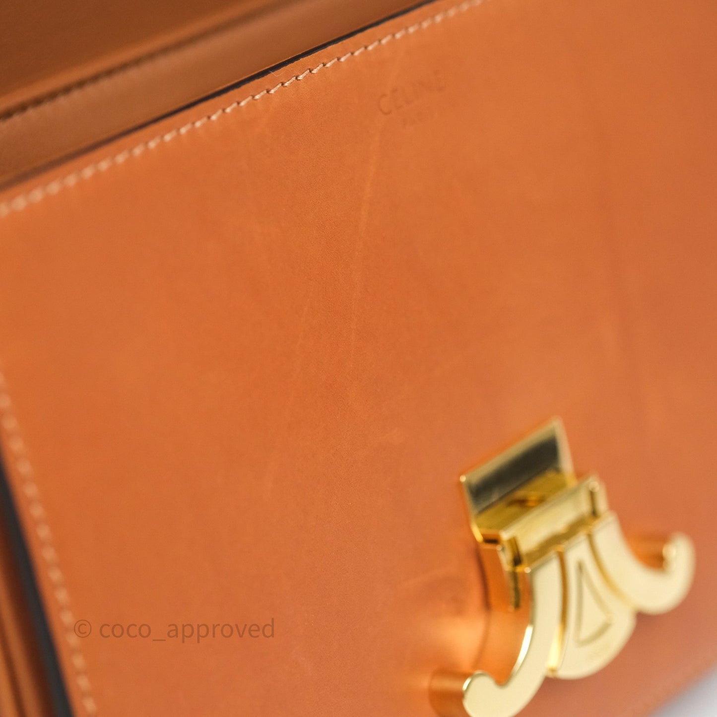 Celine Teen Triomphe Bag Tan Natural Calfskin Gold Hardware