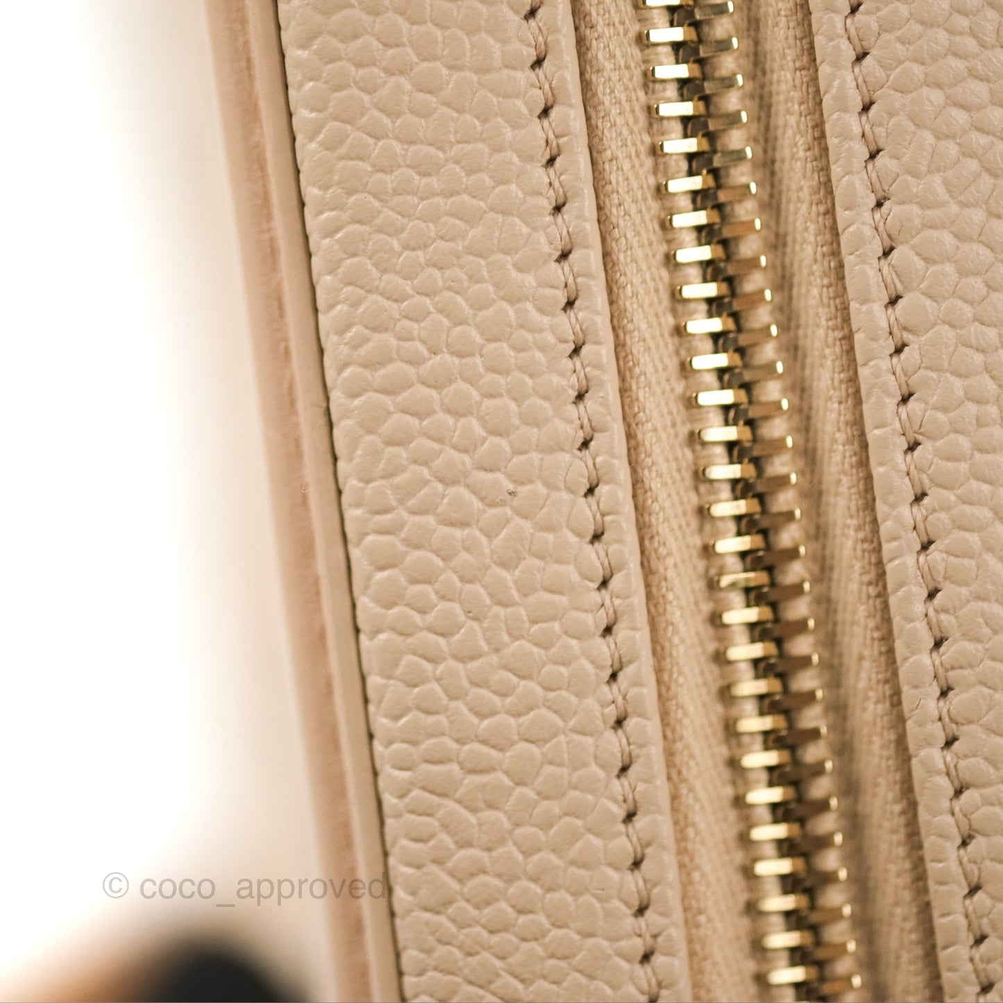 Chanel Quilted Medium CC Filigree Vanity Case Light Beige Caviar Gold Hardware