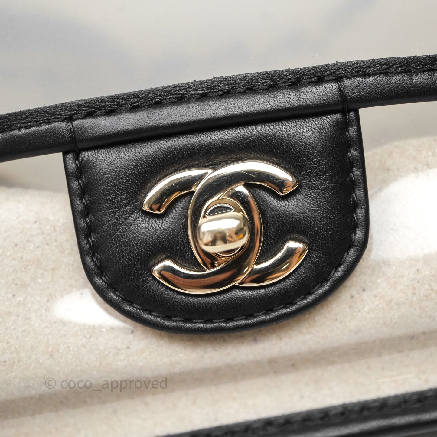 Chanel Medium Sand By The Sea PVC Flap Black Lambskin Gold Hardware