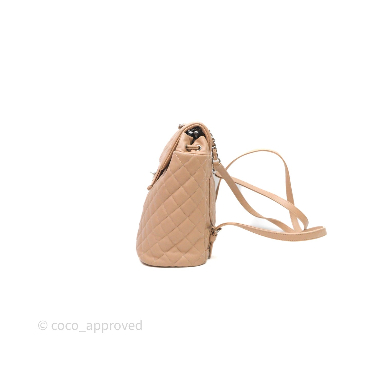 Chanel Quilted Small Urban Spirit Backpack Beige Lambskin Silver Hardware