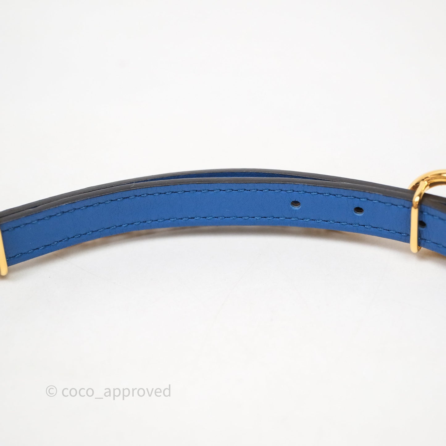 Hermès Carrousel Reversible Belt Buckle 13 mm Bleu France 71 Swift/ Gold 37 Epsom