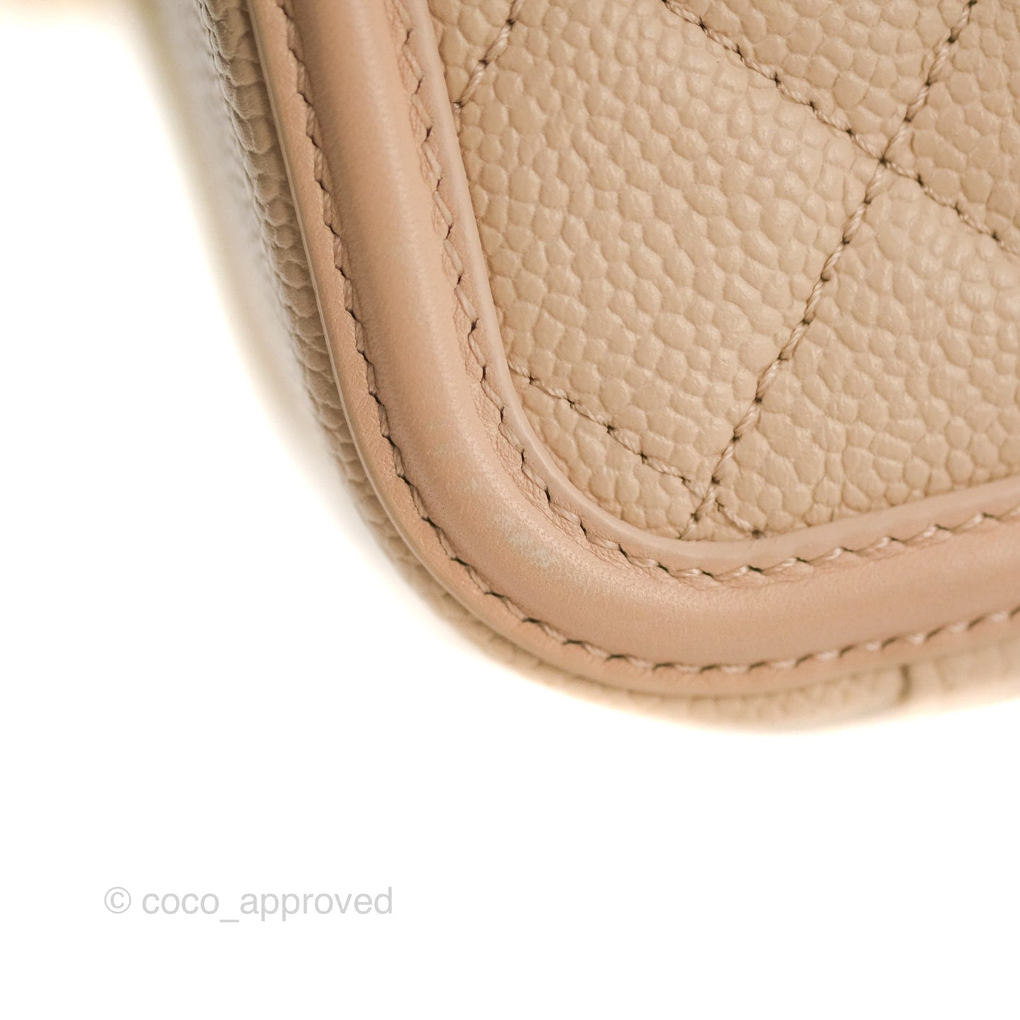 Chanel Quilted Medium CC Filigree Vanity Case Light Beige Caviar Gold Hardware