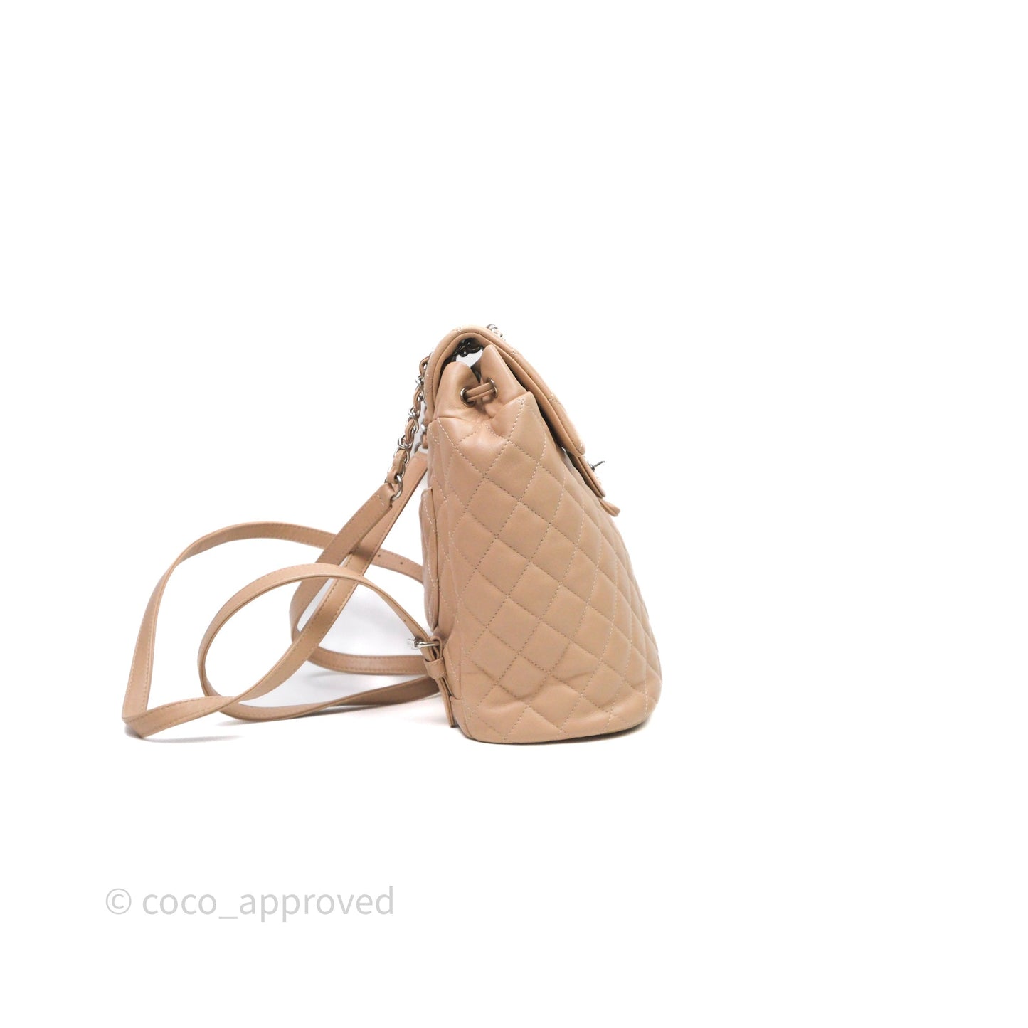 Chanel Quilted Small Urban Spirit Backpack Beige Lambskin Silver Hardware