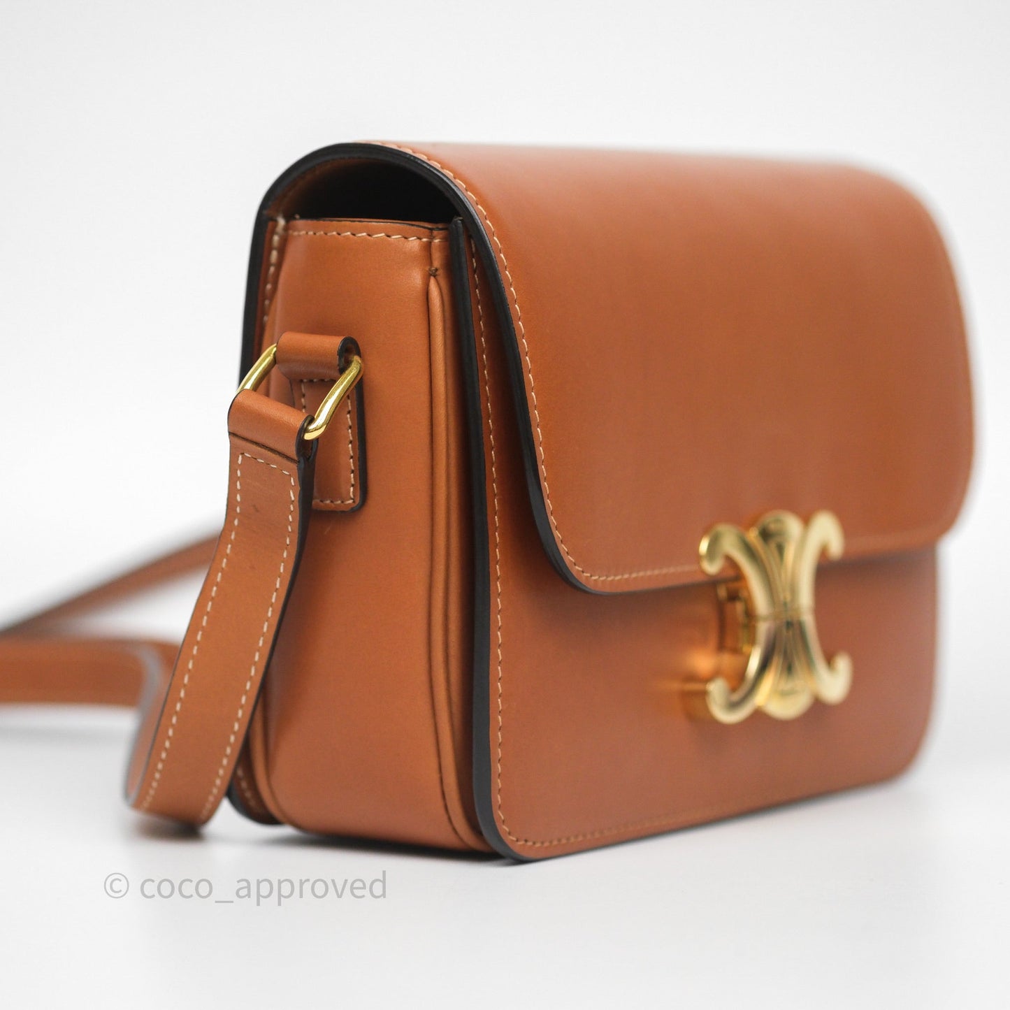 Celine Teen Triomphe Bag Tan Natural Calfskin Gold Hardware