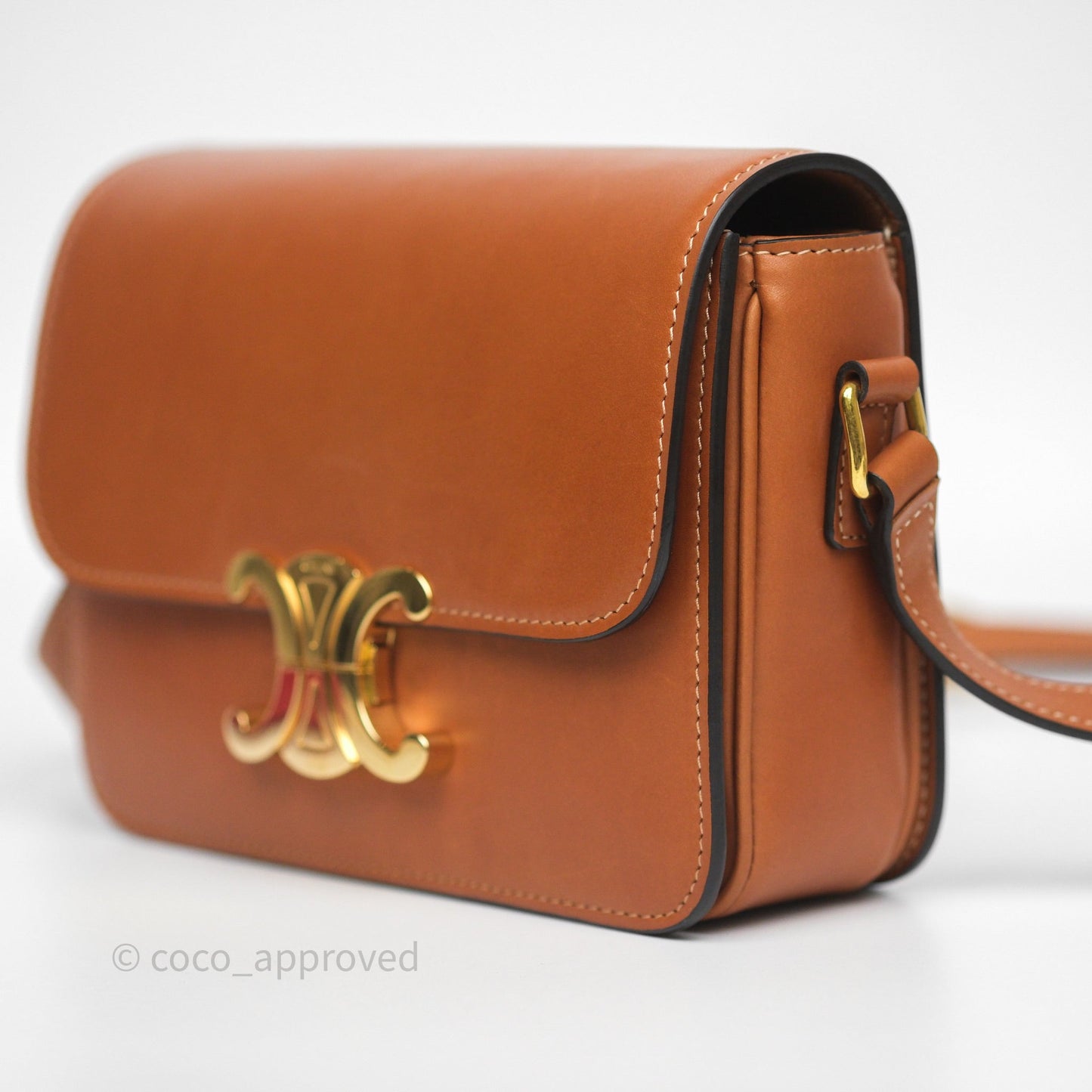 Celine Teen Triomphe Bag Tan Natural Calfskin Gold Hardware