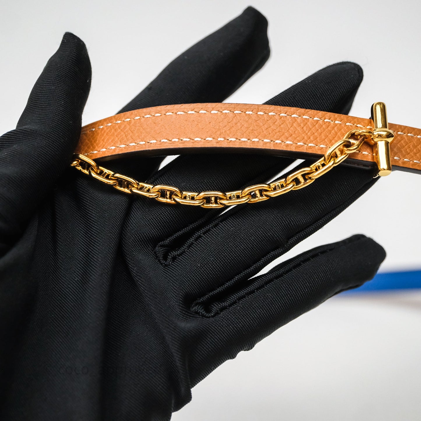 Hermès Carrousel Reversible Belt Buckle 13 mm Bleu France 71 Swift/ Gold 37 Epsom