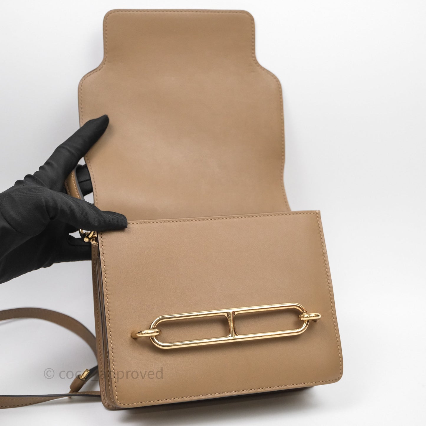 Hermès Roulis Mini Beige De Weimar D0 Veau Swift Gold Hardware