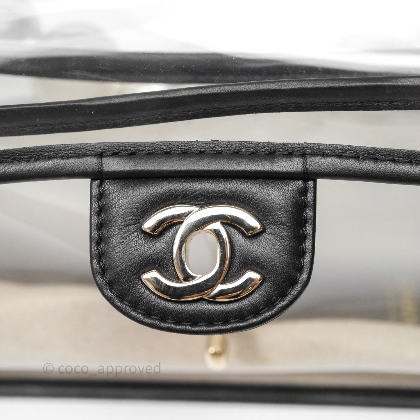 Chanel Medium Sand By The Sea PVC Flap Black Lambskin Gold Hardware
