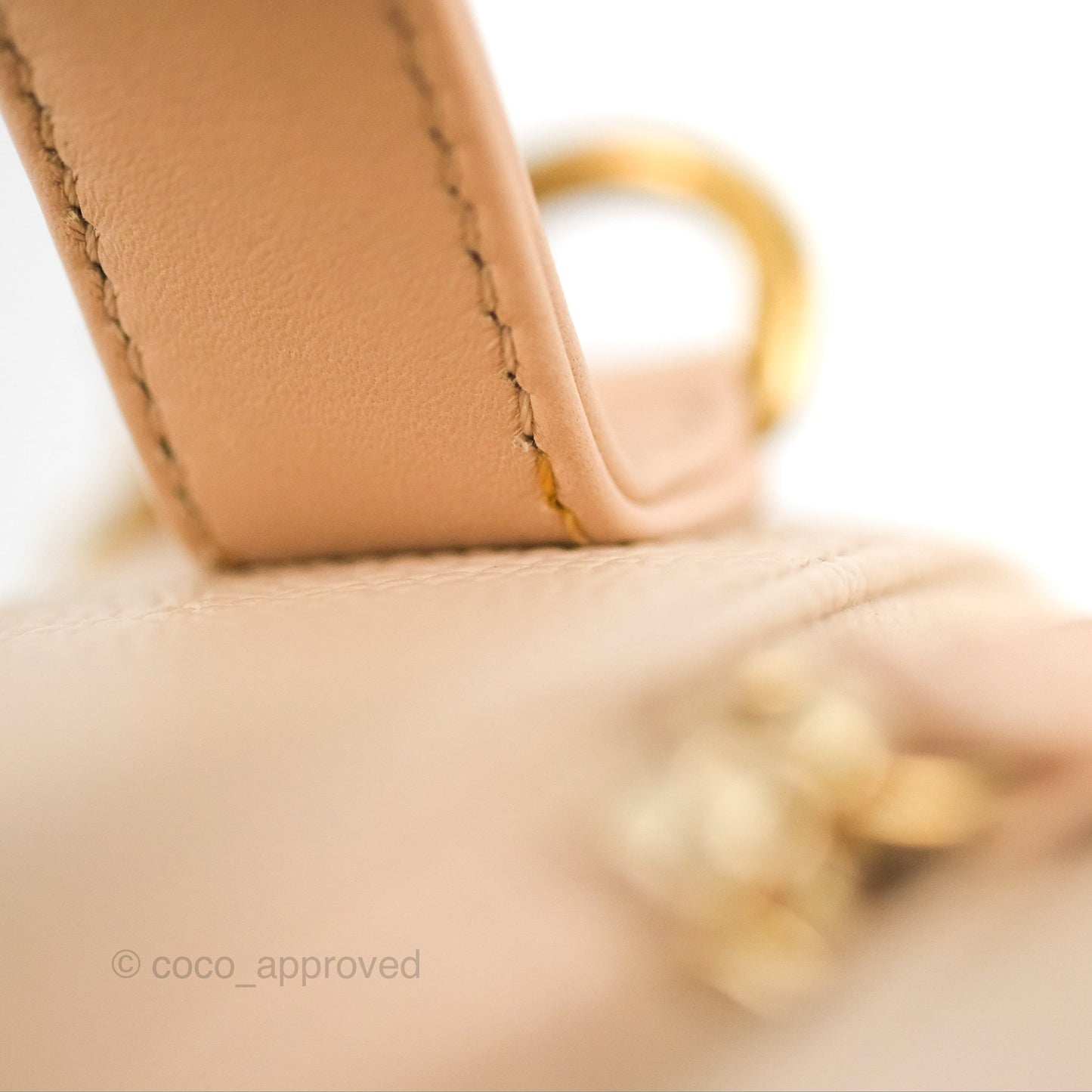 Chanel Quilted Medium CC Filigree Vanity Case Light Beige Caviar Gold Hardware
