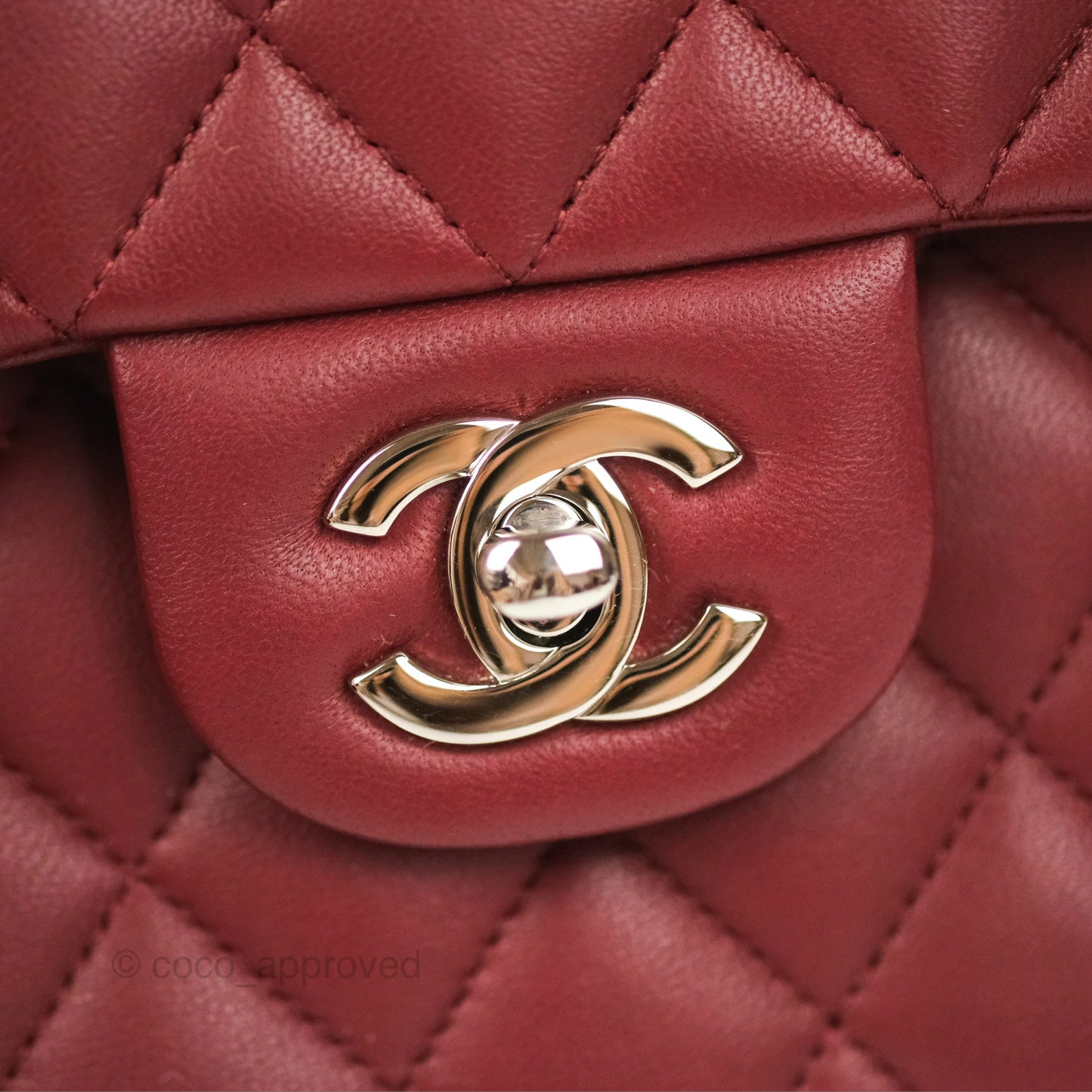 Chanel Small S/M Classic Flap Dark Red Lambskin Silver Hardware