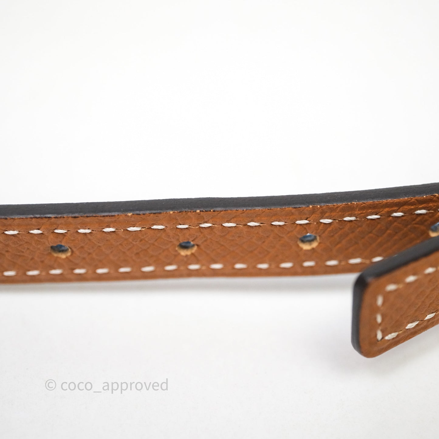 Hermès Carrousel Reversible Belt Buckle 13 mm Bleu France 71 Swift/ Gold 37 Epsom