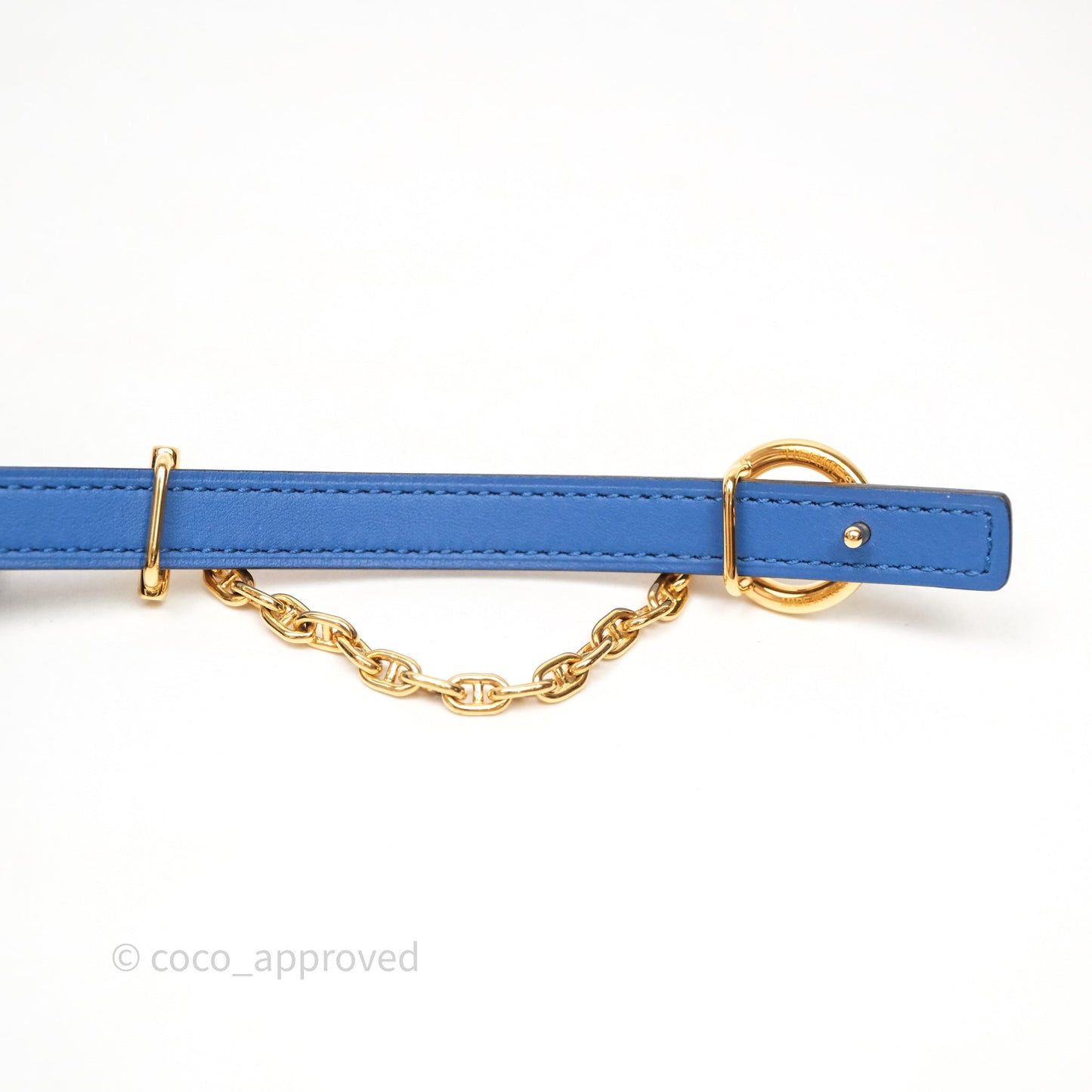 Hermès Carrousel Reversible Belt Buckle 13 mm Bleu France 71 Swift/ Gold 37 Epsom
