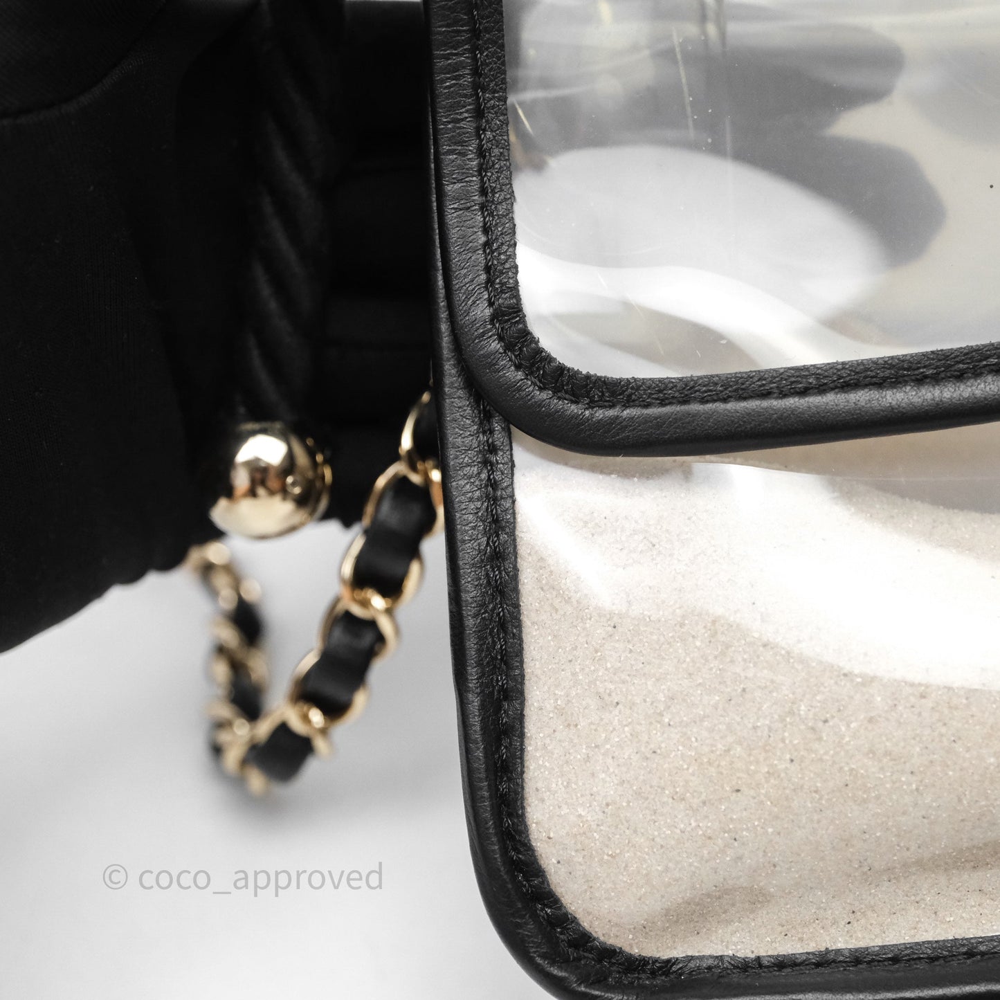 Chanel Medium Sand By The Sea PVC Flap Black Lambskin Gold Hardware